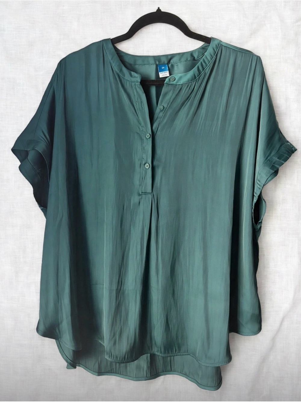 Old Navy Green Teal Short-Sleeve Blouse